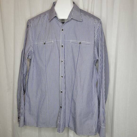 Kenneth Cole Reaction Lavender White Check Dress Shirt, XL - Picture 1 of 9